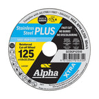 Alpha Stainless Steel Plus | 125 x 1.0mm Cutting Discs – 10 Pack - Cost Less Bolts | Industrial Supplies