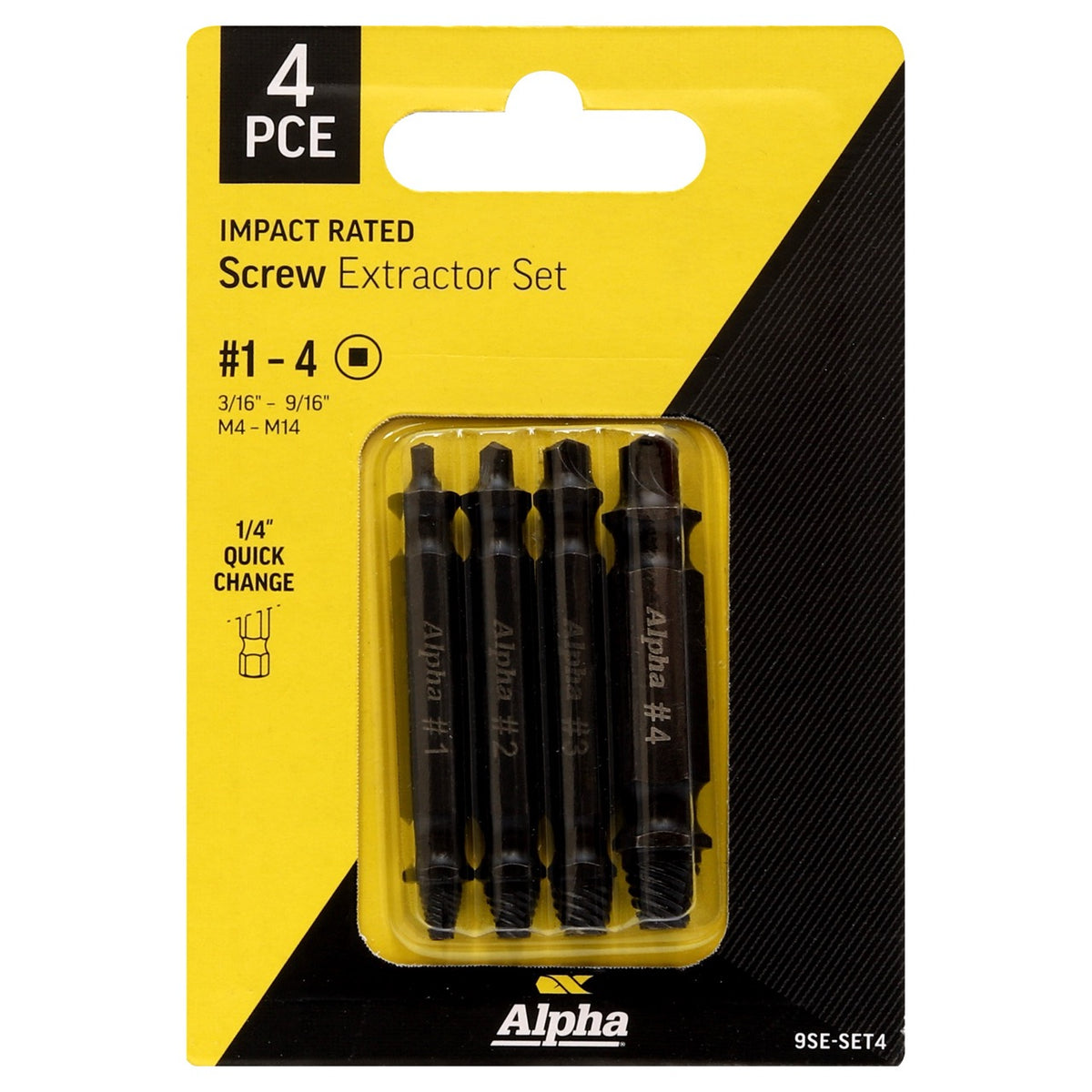 Alpha Screw Extractor Set 4 PC 9SE-SET4 - Cost Less Bolts | Industrial Supplies