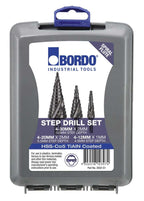 Bordo Spiral Flute HSS Cobalt Step Drill Set (3 Piece 4-30mm) - Cost Less Bolts | Industrial Supplies