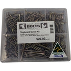 Zinc Plated Chipboard Screw Kit - Cost Less Bolts | Industrial Supplies