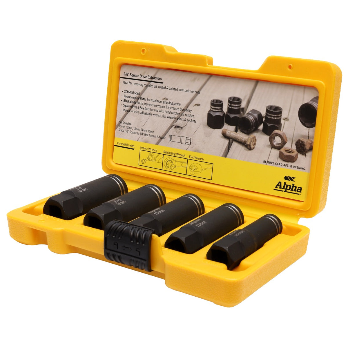 Alpha Damaged Nut &amp; Bolt Extractor Sets | 3/8in Dr - Cost Less Bolts | Industrial Supplies