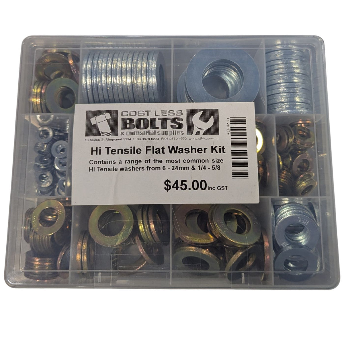 Flat Washer Kit High-Tensile ZP 8.8 (Metric &amp; Imperial) - Cost Less Bolts | Industrial Supplies