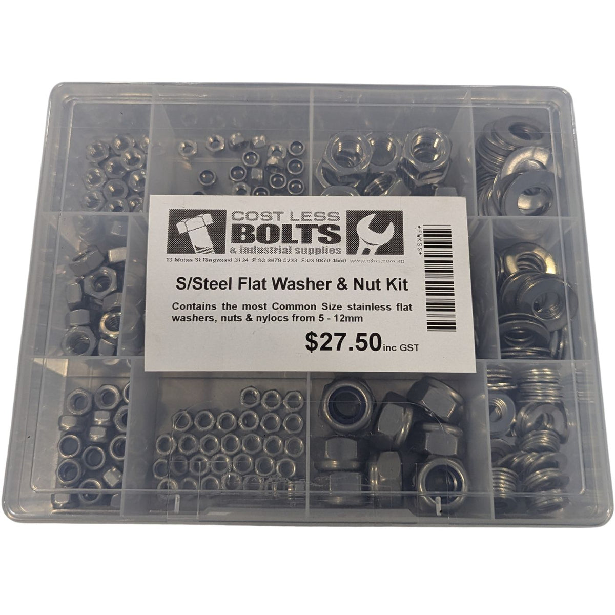 Flat Washer &amp; Nut Kit S/Steel 304 Grade (Metric) - Cost Less Bolts | Industrial Supplies