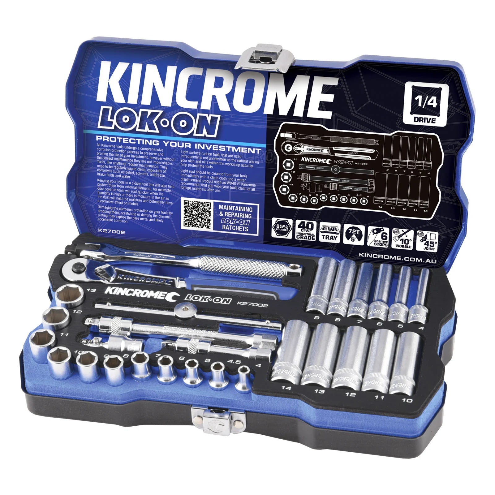 Kincrome LOK-ON™ Drive Socket Set 1/4" (Metric &amp; Imperial)