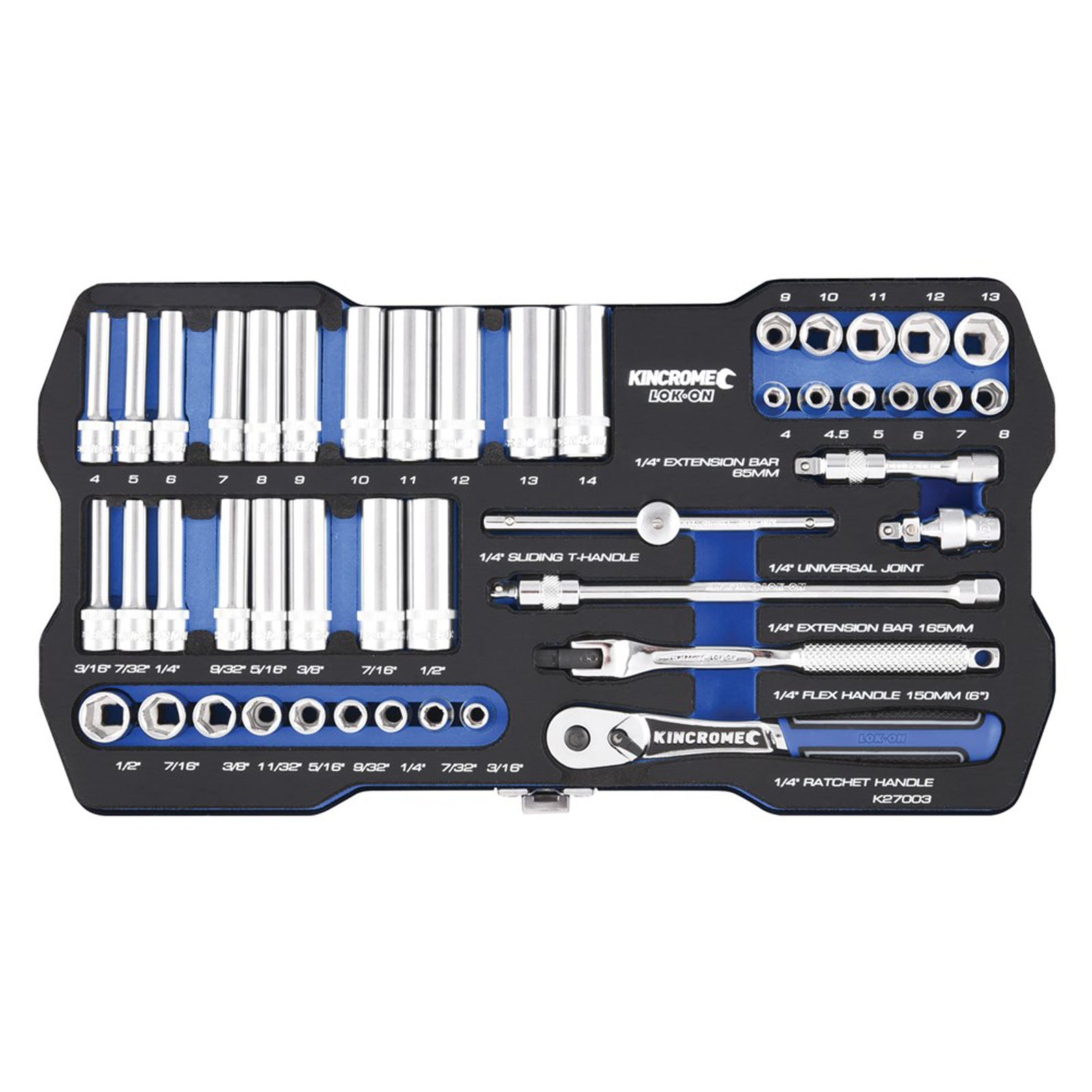 Kincrome LOK-ON™ Drive Socket Set 1/4" (Metric &amp; Imperial)