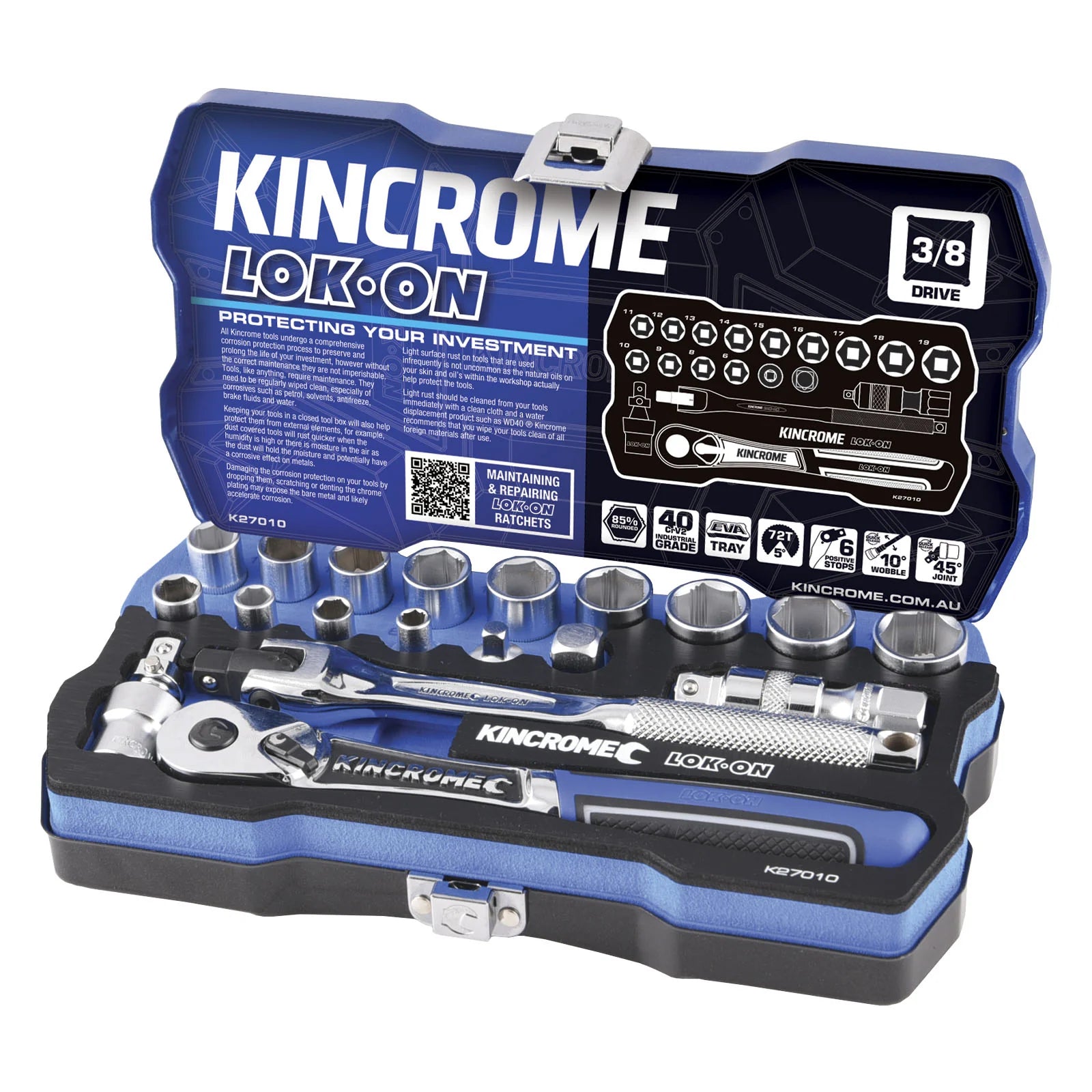 Kincrome LOK-ON™ Drive Socket Set 3/8" (Metric &amp; Imperial)