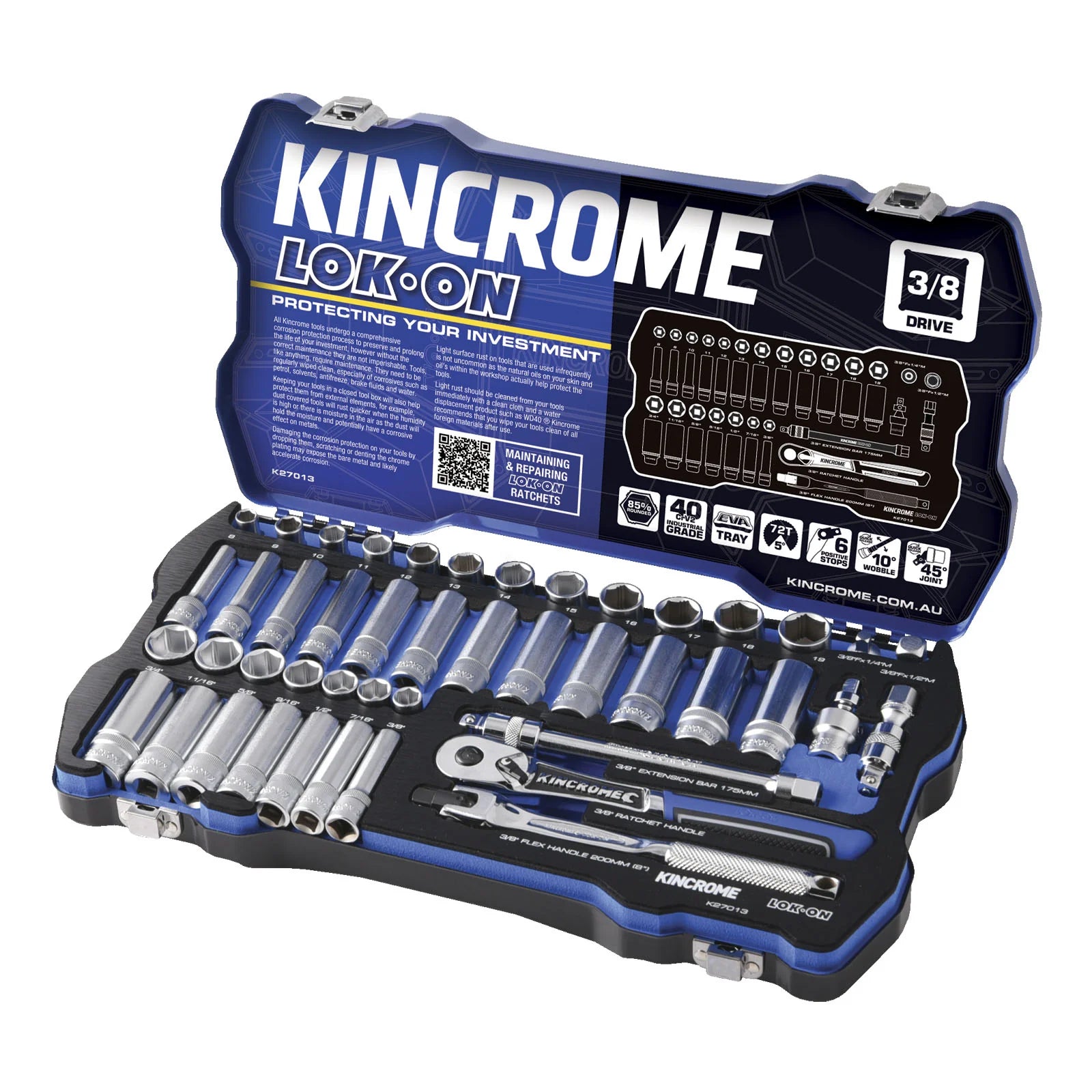 Kincrome LOK-ON™ Drive Socket Set 3/8" (Metric &amp; Imperial)