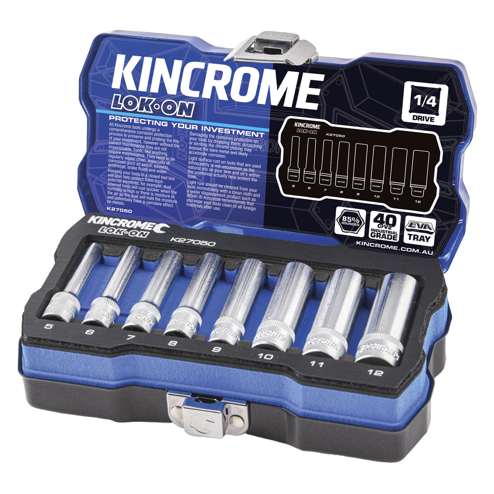 Kincrome LOK-ON™ Drive Socket Set 1/4" (Metric &amp; Imperial)