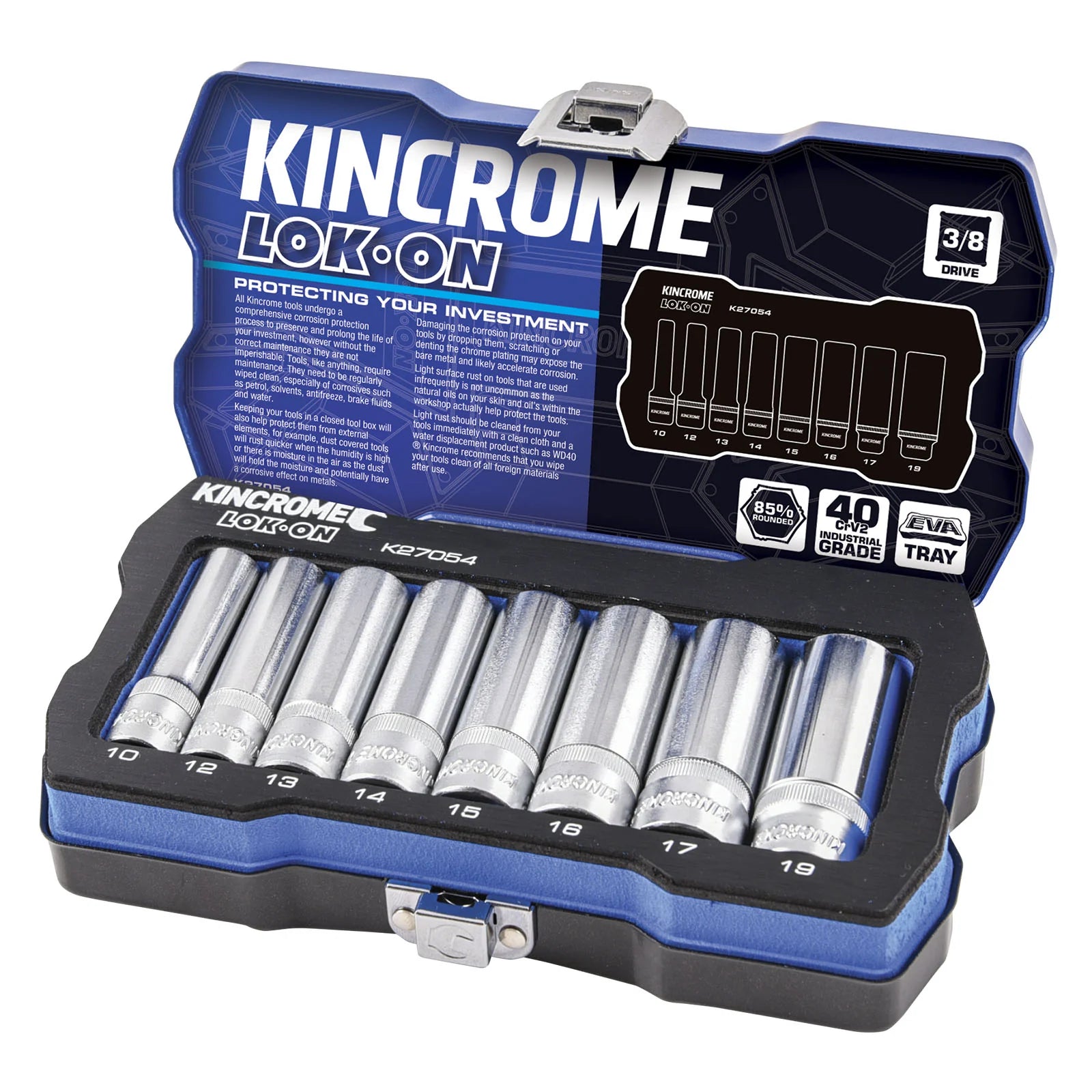 Kincrome LOK-ON™ Drive Socket Set 3/8" (Metric &amp; Imperial)