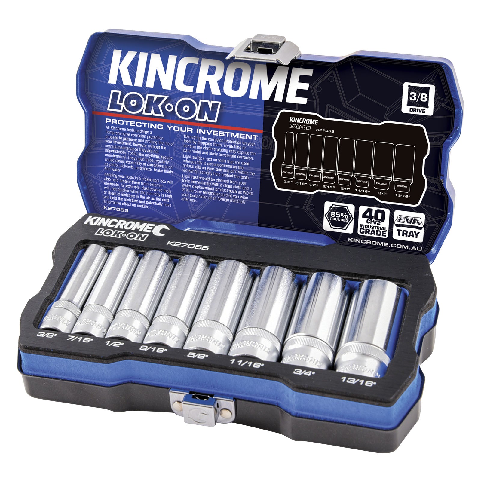 Kincrome LOK-ON™ Drive Socket Set 3/8" (Metric &amp; Imperial)