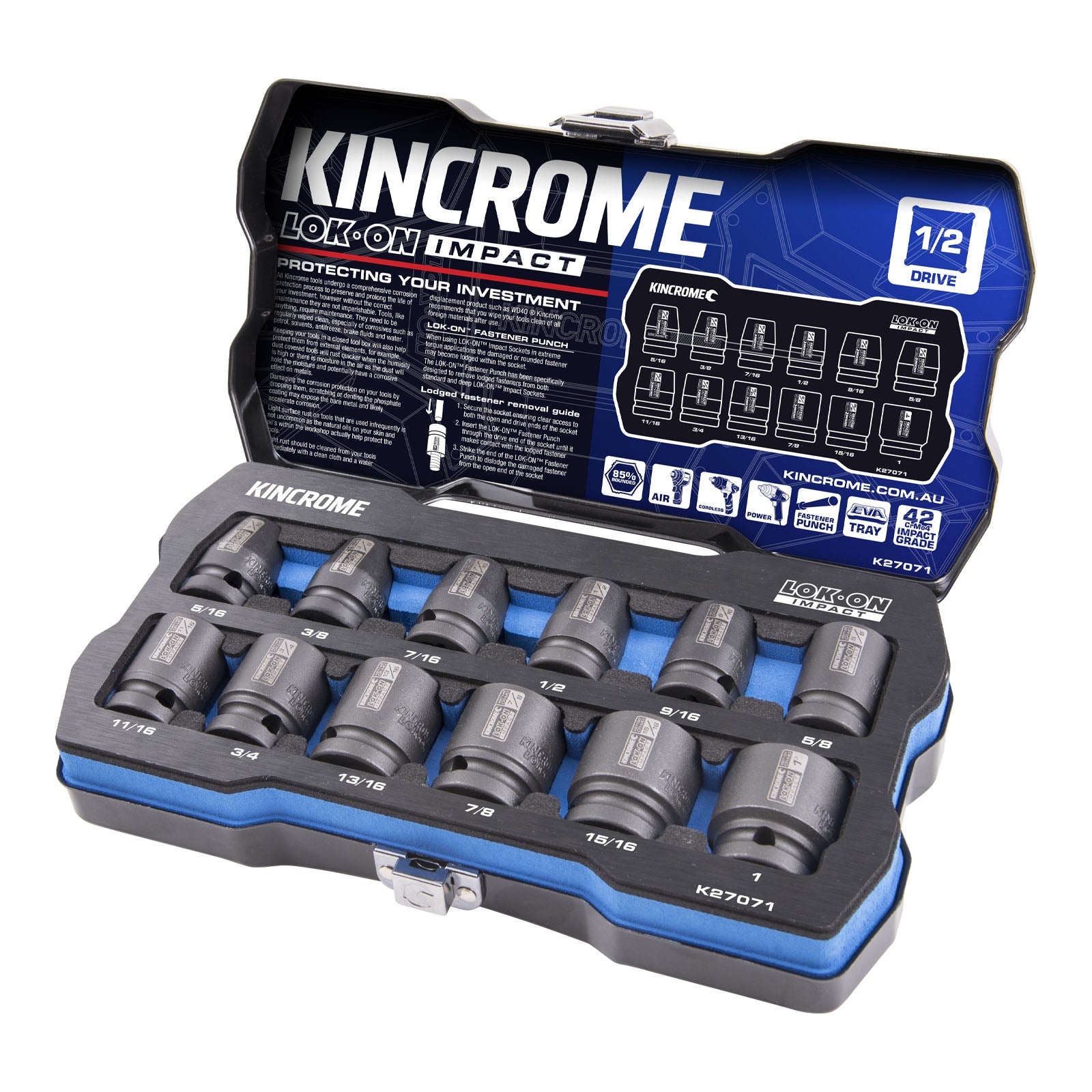 Kincrome LOK-ON™ Drive Impact Socket Set 1/2"
