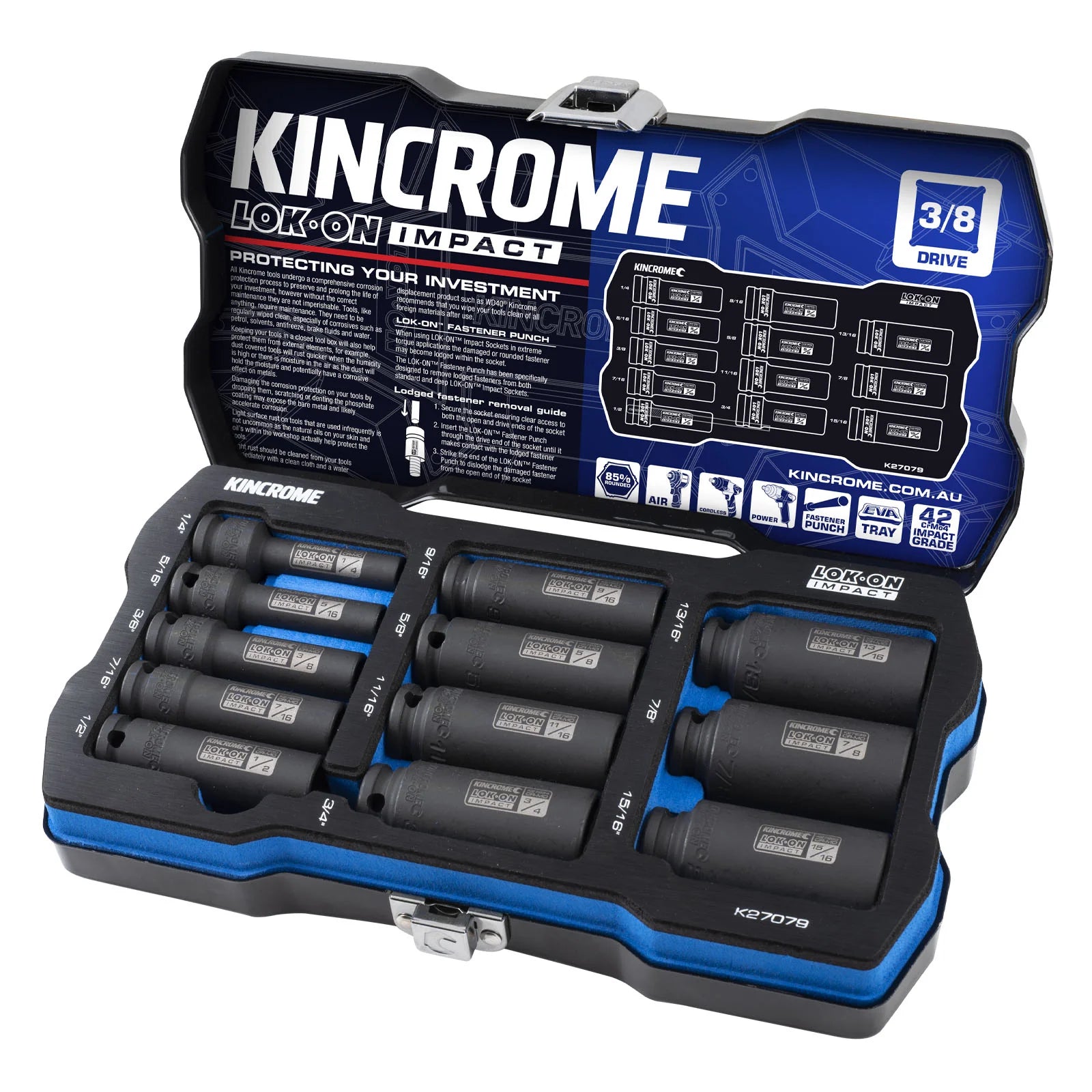Kincrome LOK-ON™ Drive Deep Impact Socket Set 3/8"