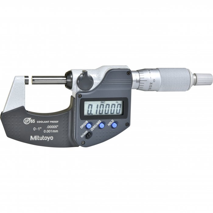 Mitutoyo Coolant Proof IP65 Digimatic Digital Outside Micrometer 0-25.4mm (0-1") (293-340-30) - Cost Less Bolts | Industrial Supplies