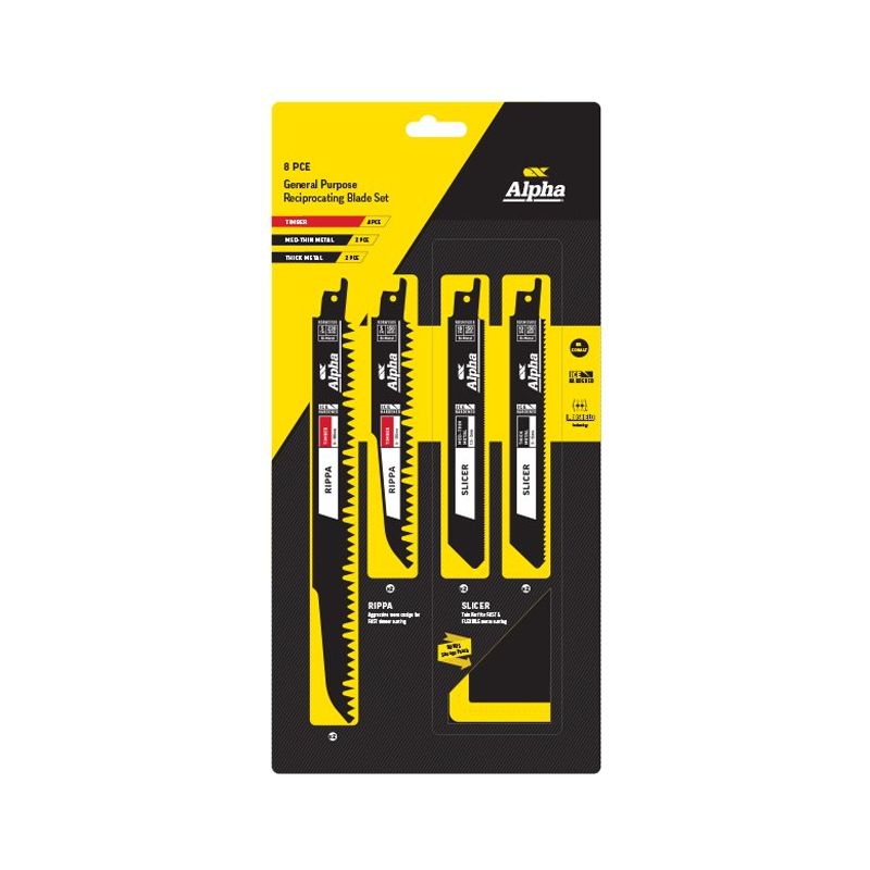 Alpha General Purpose 8 PC Recip Blade Set incl Pouch - Cost Less Bolts | Industrial Supplies