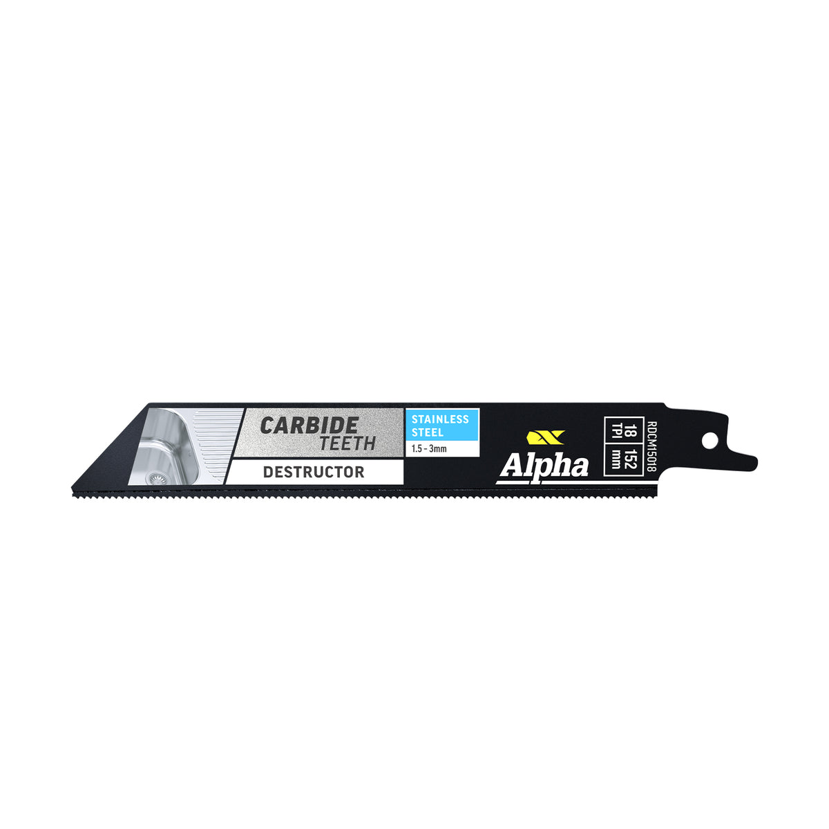 Alpha Carbide Teeth TCT Destructor Stainless Steel Recip Blade | 18 TPI - 152mm - Cost Less Bolts | Industrial Supplies