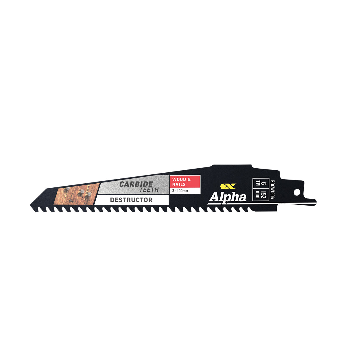 Alpha Carbide Teeth TCT Destructor Wood &amp; Nails Recip Blades | 6 TPI - Cost Less Bolts | Industrial Supplies