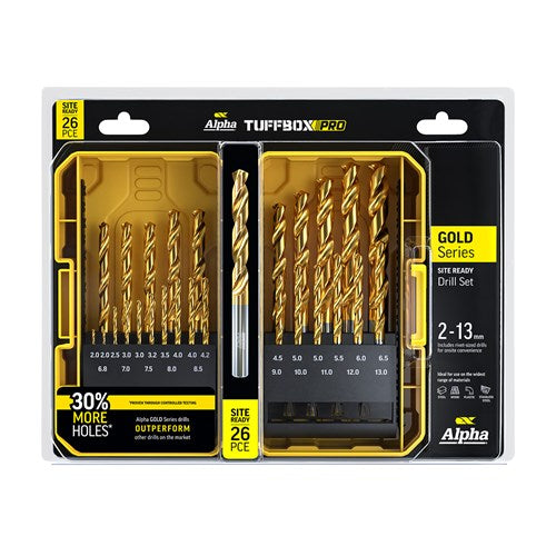 Alpha Tuffbox Pro Drill Set (Gold Series) - (Metric)