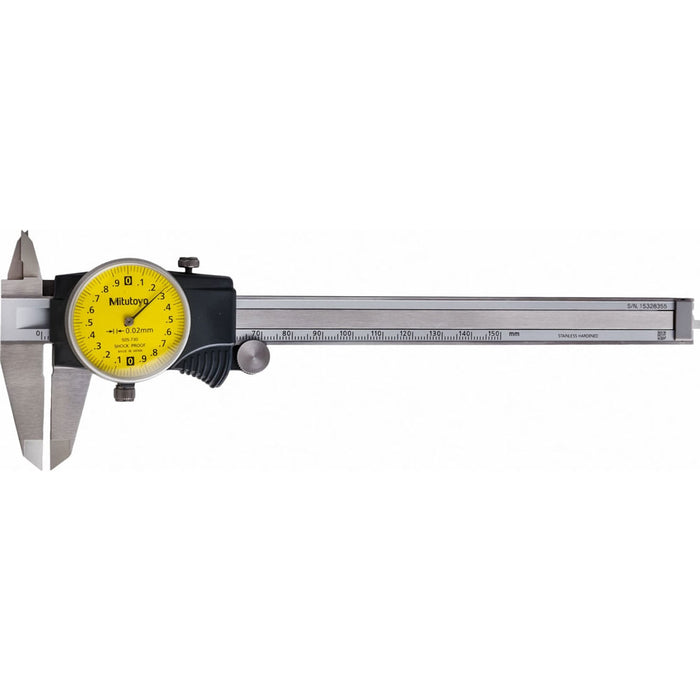 Mitutoyo Dial Caliper with Thumb Roller 0-150mm x 0.02mm (505-730) - Cost Less Bolts | Industrial Supplies